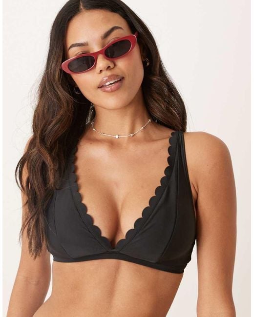 Peek & Beau Brown Fuller Bust Scallop Triangle Bikini Top