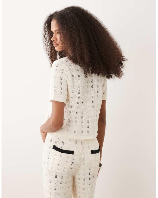 ASOS White Knitted Cotton Blend Top Co-Ord