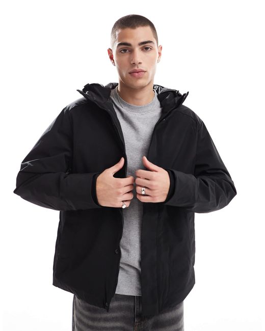Jack & Jones Black Technical Parka With Padded Lining for men