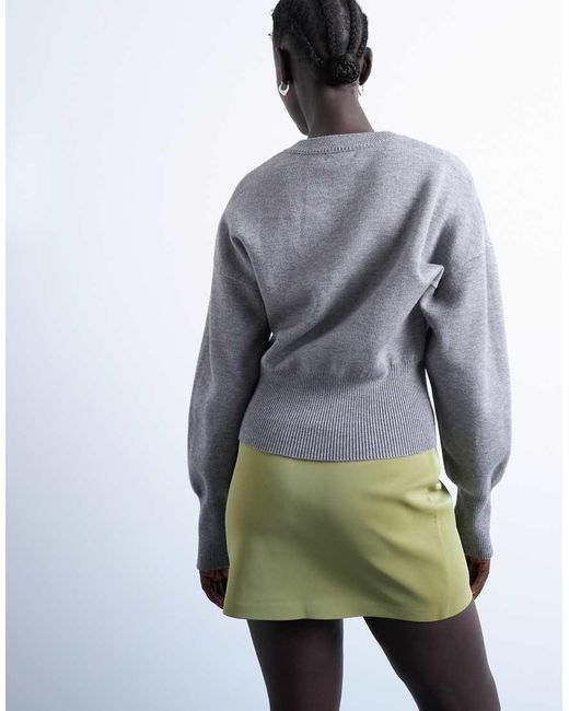 TOPSHOP Gray Faux Leather High Shine Mini Pelmet Skirt