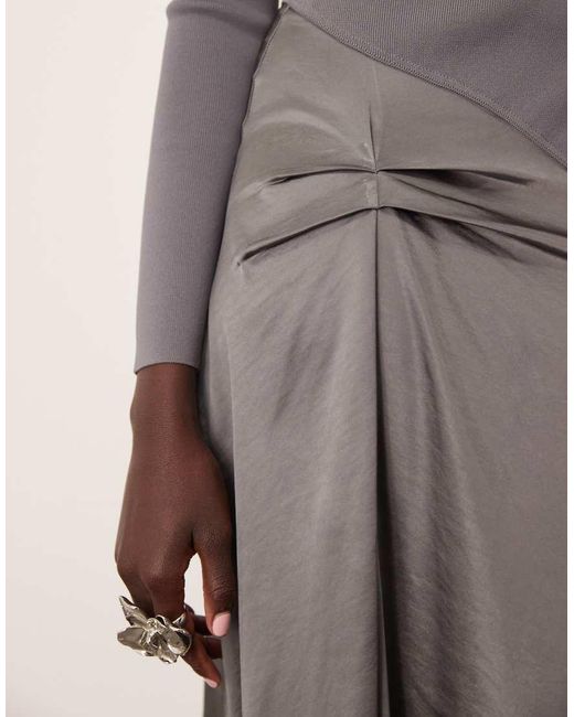 ARRANGE Natural Long Sleeve Hybrid Knit Midi Dress