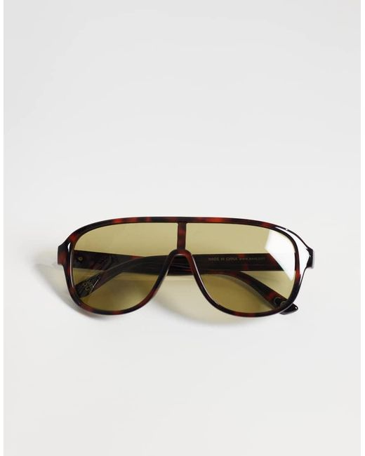 ASOS Natural Tort Wrap Aviator Sunglasses With Lens