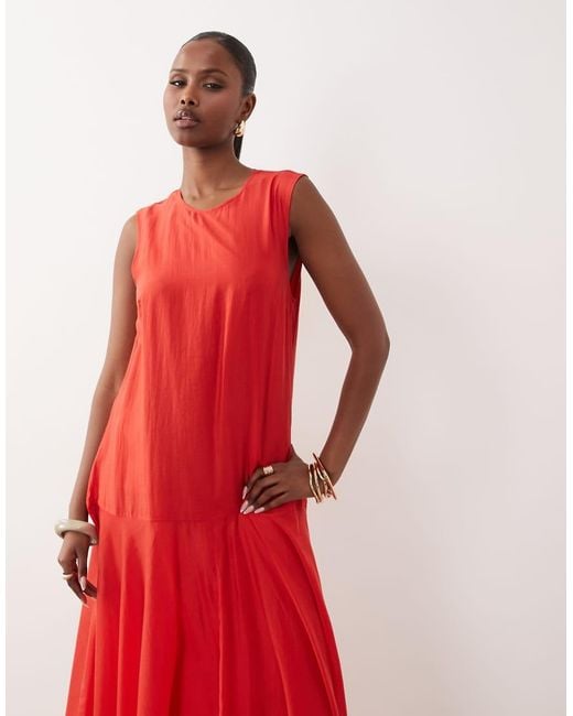 Y.A.S Red Drop Waist Volume Maxi Dress