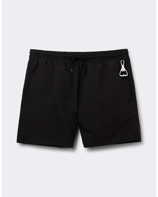 Intimissimi Black Mid-Length Solid-Colour Swim Trunks for men