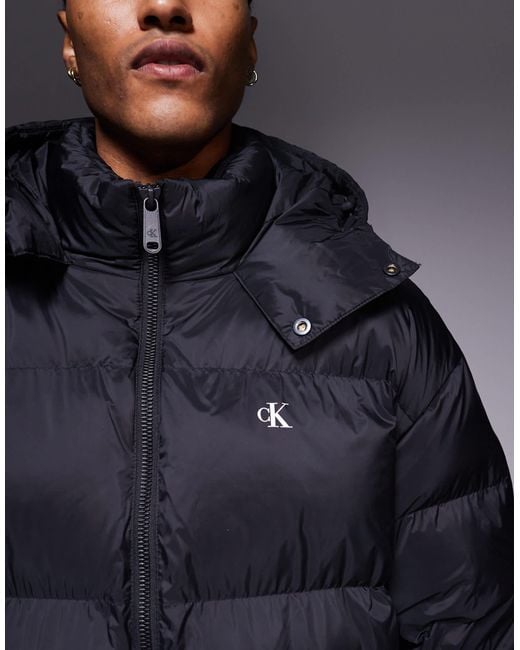 Calvin Klein Blue Longline Quilted Puffer Jacket for men