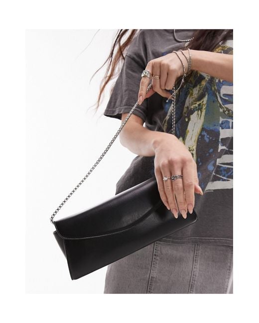 TOPSHOP Sadie Structured Flap Shoulder Bag in Black | Lyst Australia