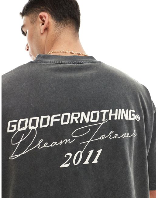 Camiseta color topo con estampado forever Good For Nothing de hombre de color Gray