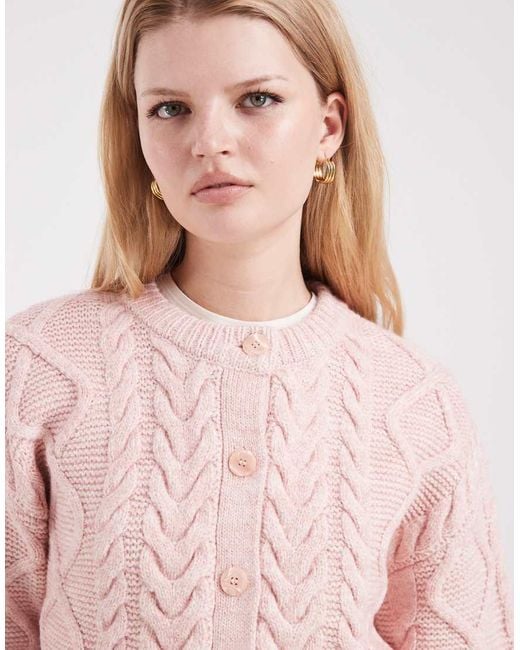 New Look Pink Cable Cardigan
