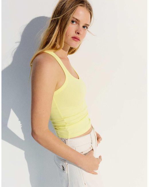 Bershka Green Basic geripptes trägertop