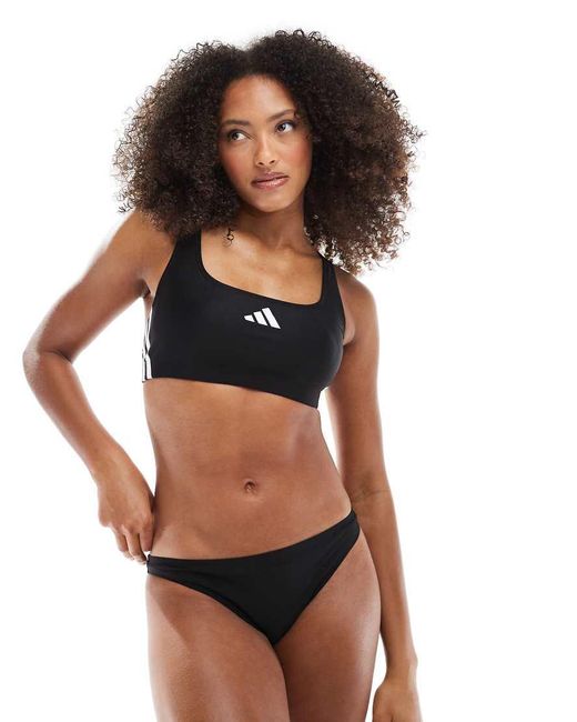 Adidas Originals Black Adidas Training 3 Stripe Bikini Set