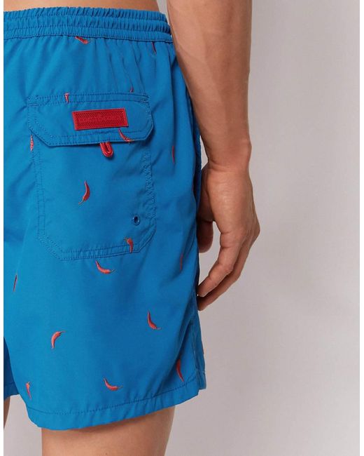 Calzedonia Blue Pattern Swim Boxer Formentera for men