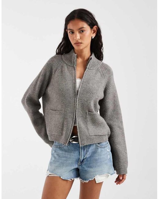 Free People Gray On It Half Zip Sweater
