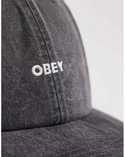 Obey Gray Pigment Bold Logo Six Panel Strapback Cap
