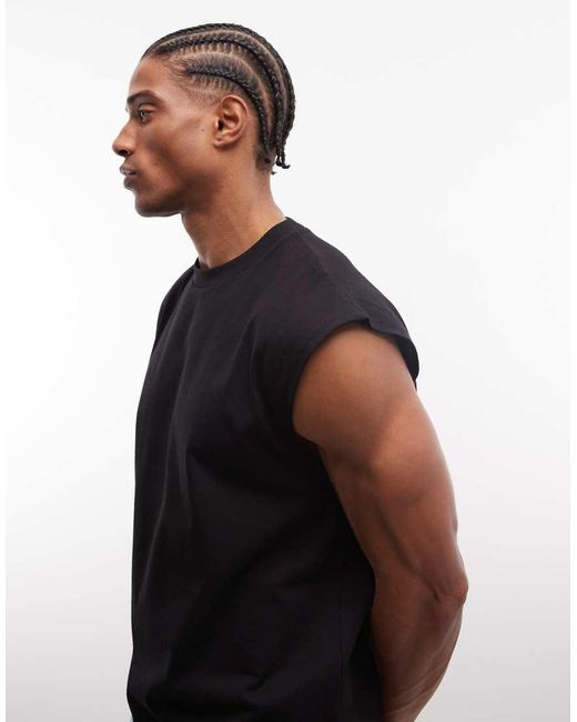 Weekday Black Oversized Sleeveless T-Shirt for men