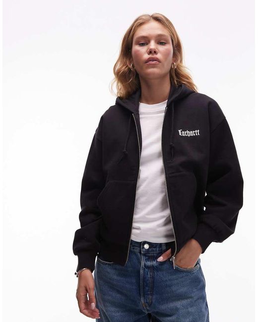 Carhartt Black Schooling Zip Through Hoodie
