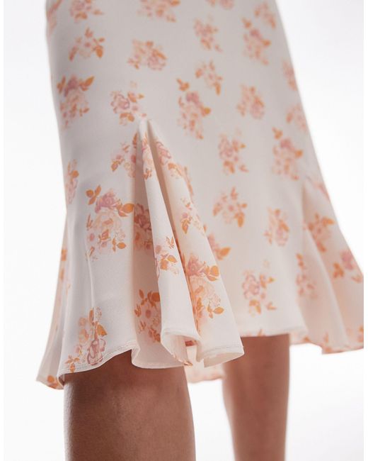TOPSHOP Multicolor Floral Over The Knee Double Ruffle Skirt