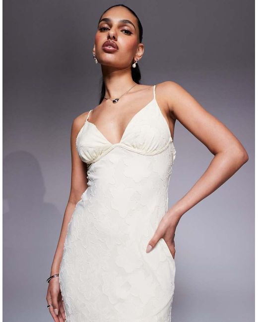 Princess Polly Gray Textured Floral Cross Back Strappy Maxi Dress