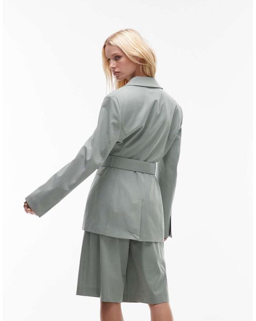 ASOS Gray Oversized Cinch Waist Belted Blazer