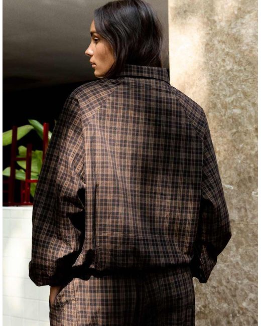 Bershka Black Lightweight Check Jacket