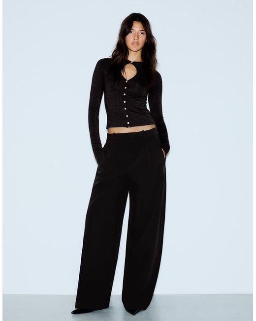 Bershka Black Jacket With Neckline Split