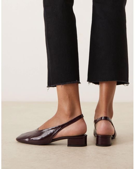 Mango Black Sling Back Leather Heeled Mule