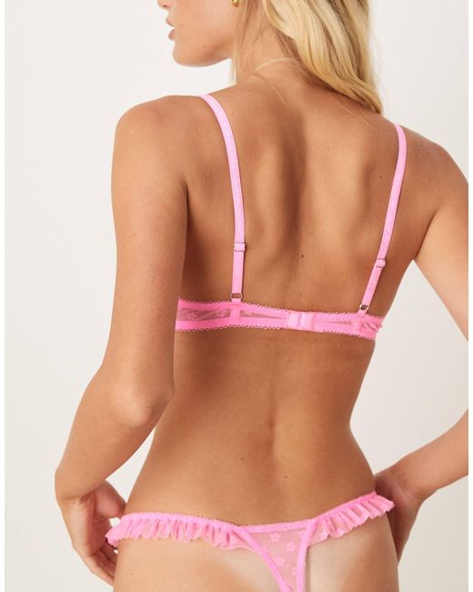 ASOS Koko Floral Textured Mesh Ruffle Thong