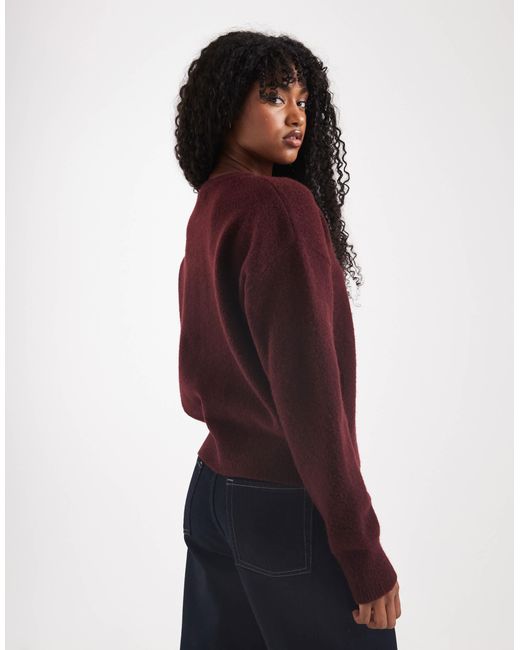 New Look Purple Crew Neck Button Down Cardigan