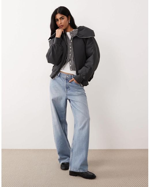 Mango Black Padded Zip Through Bomber Jacket