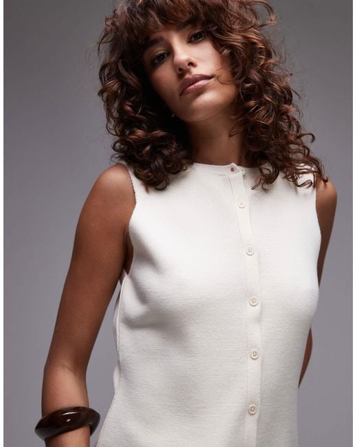 TOPSHOP Red Longline Compact Knit Waistcoat