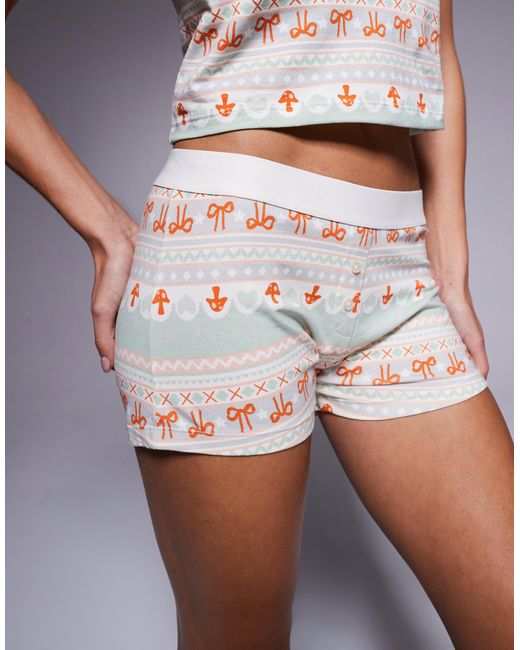 ASOS Multicolor – mix & match – pyjama-shorts mit norwegermuster