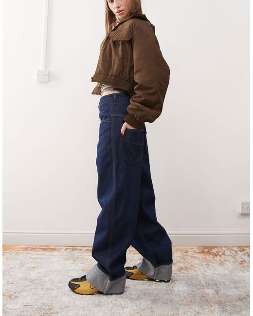 Collusion Blue X002 baggy Jeans With Turn Up
