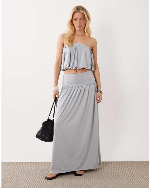 ASOS Gray Co-ord Bubble Hem Drape Bandeau Top