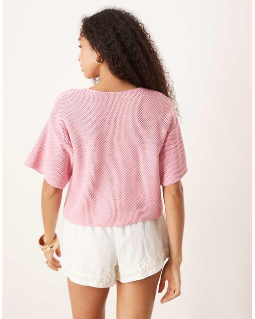 ASOS Pink Knitted Short Sleeve Cardigan