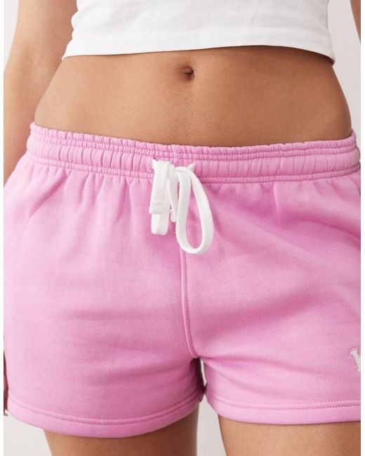 Kaiia Pink Cotton Rich Embroidered Logo Sweat Shorts