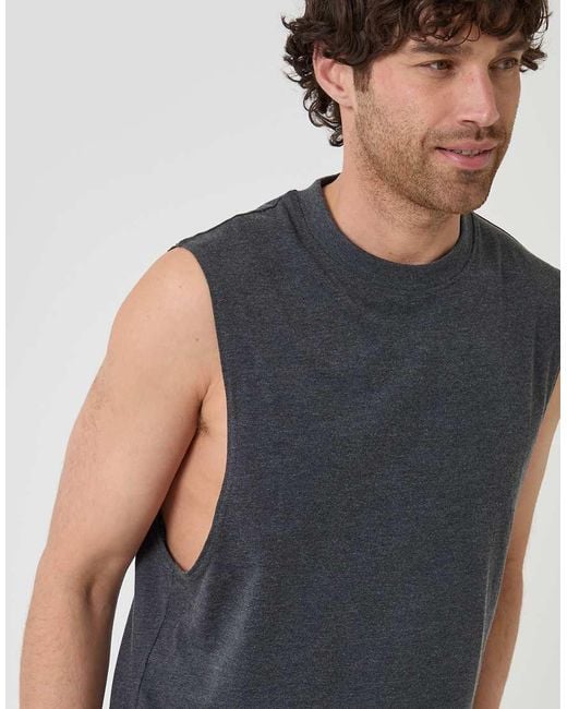 Threadbare Blue Relaxed Fit Cotton Crew Neck Vest for men
