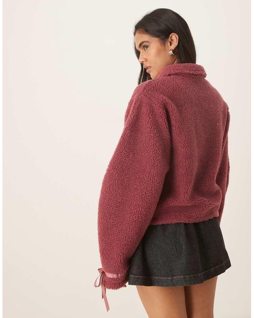 ASOS Red Borg Fleece With Bow Tie Front