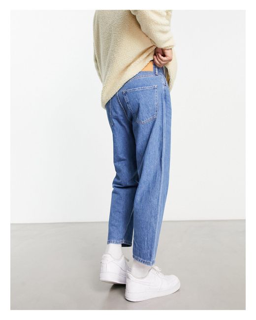 ADPT Blue Wide Fit Cropped Jean for men