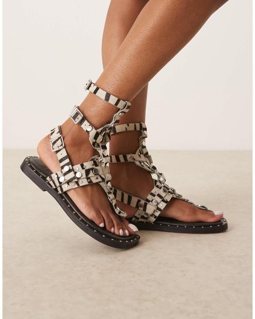 ASOS Natural Fort Leather Gladiator Sandals