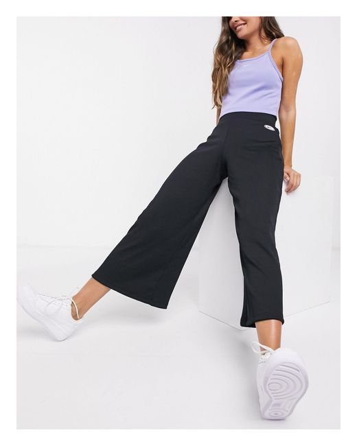 Nike Ribbed High Waist Wide Leg joggers in Black | Lyst