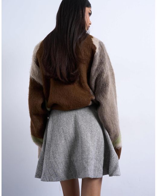 Mini-jupe évasée virevoltante à chevrons - noir et blanc TOPSHOP en coloris White