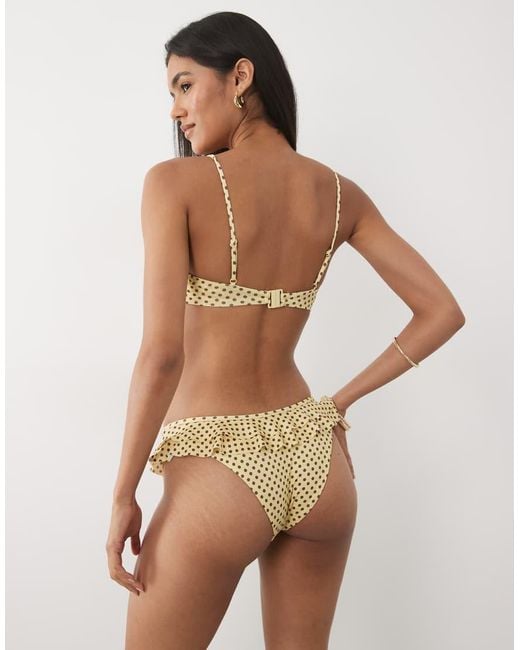 ASOS Natural Dottie Frill Cheeky Bikini Bottom