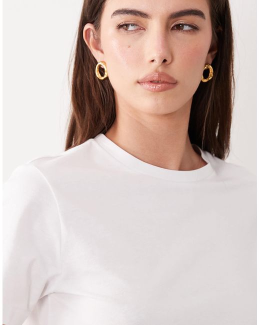 Mango White Round Neck Tshirt