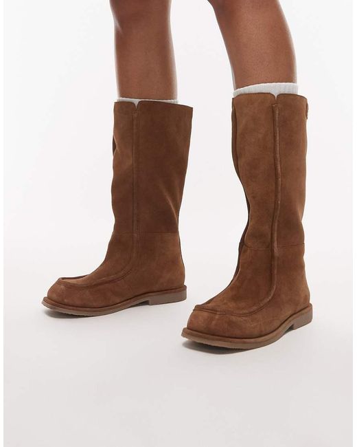Bronx Brown Fluffy Cosy Knee Boots