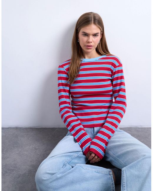 TOPSHOP White Stripe Long Sleeve Everyday Tee