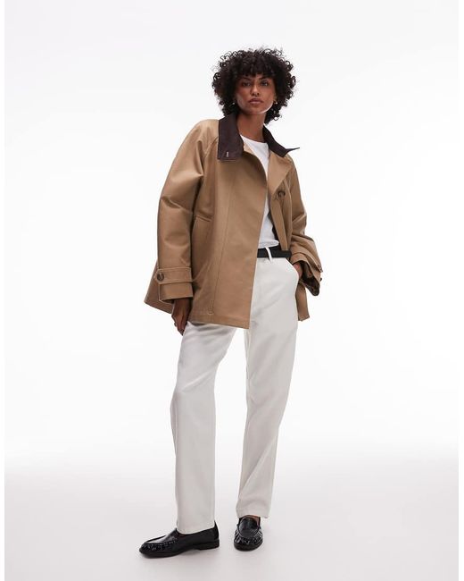 ARKET Brown Waxed Cotton Trench Jacket