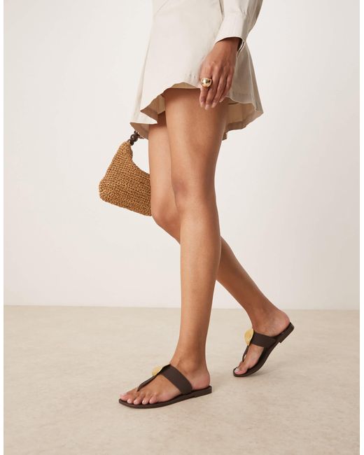 ASOS Natural Flatter Metal Coin Jelly Flip Flop Sandal