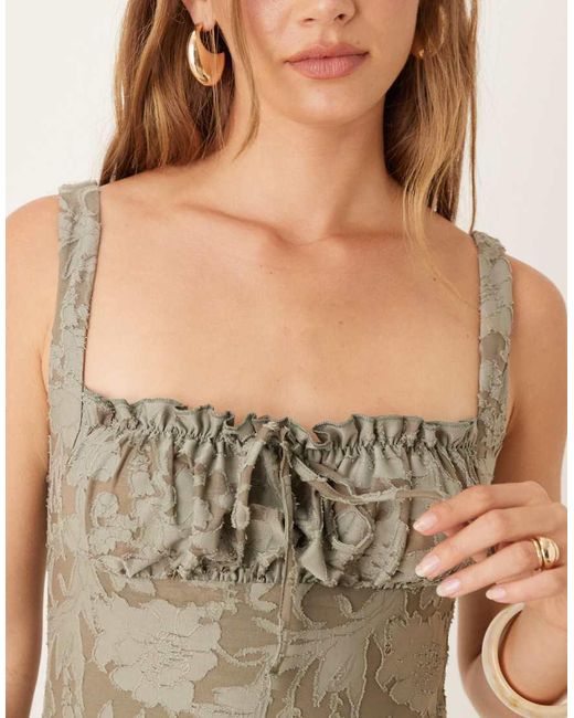 ASOS Natural Ruched Bust Corset Detail Midi Dress