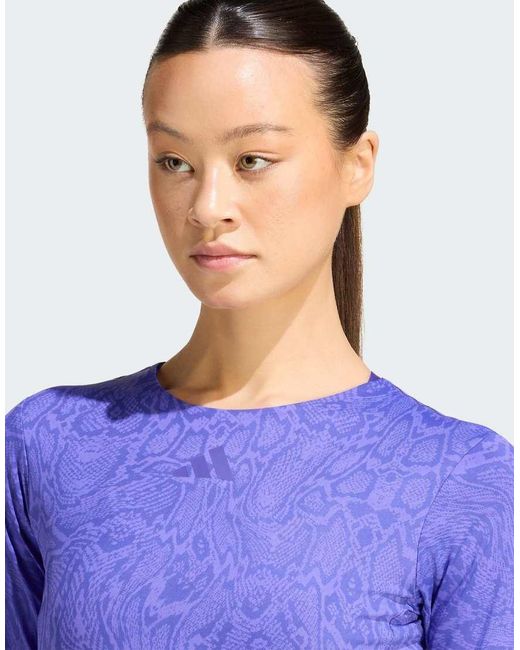 Adidas Originals Blue Primelift Workout Snake Twist Reversible Long Sleeve T-shirt