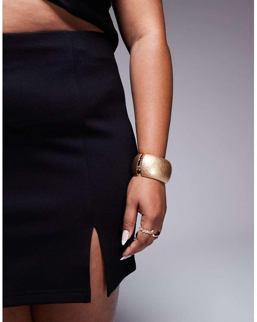 Minifalda Negra Con Abertura En El Bajo De Punto Roma De Asos Design Curve ASOS de color Black