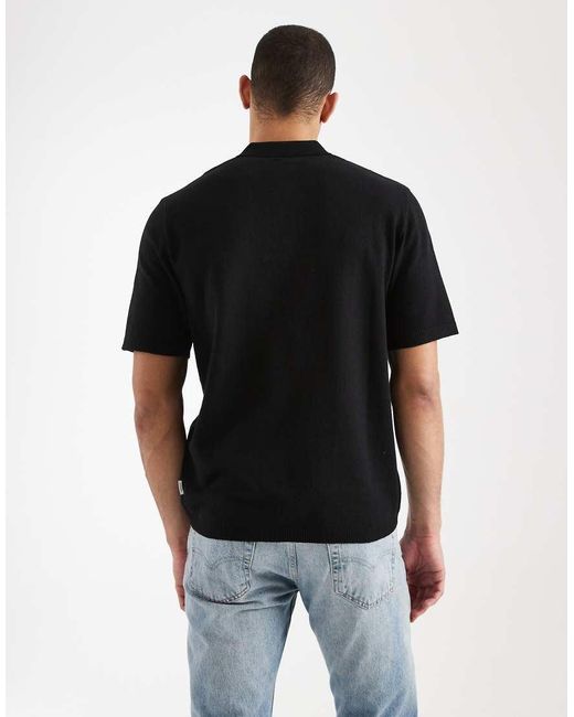 JJ Rebel Black Knitted Polo for men